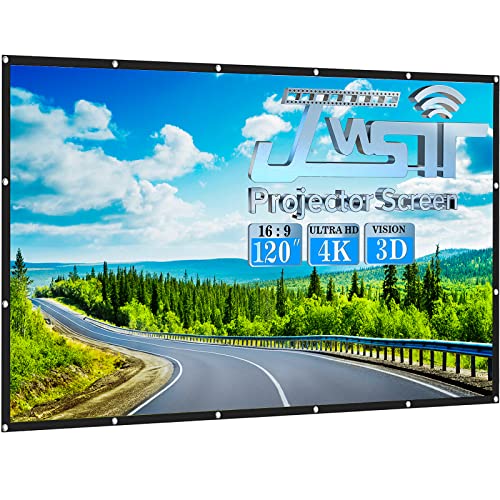 Projector Screen,JWSIT 120 inch Outdoor Projector Screen,16:9 HD Foldable Anti-Crease Outdoor Movie Screen, Portable Projector Screen with Carrying Bag for Home Theater Backyard