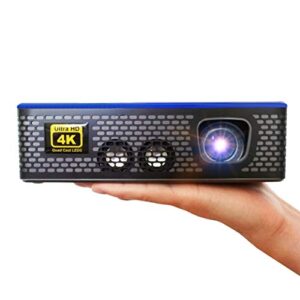 aaxa 4k1 led home theater projector, 30,000 hour leds, mercury free, native 4k uhd resolution, dual hdmi with hdcp 2.2, 1500 lumens, e-focus (renewed)