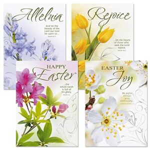 deluxe joy religious easter greeting cards – set of 8 (4 designs), envelopes included, inspiring bible messages for christians and catholics, 5 inches x 7 inches