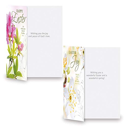 Deluxe Joy Religious Easter Greeting Cards - Set of 8 (4 designs), Envelopes Included, Inspiring Bible Messages for Christians and Catholics, 5 Inches x 7 Inches