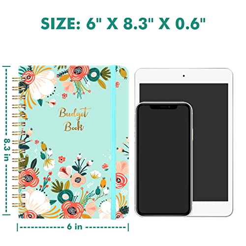 Budget Planner - Budget Book, 12 Month Financial Organizer, Expense Tracker, Undated Finance Planner & Bill Organizer, 8.3" x 6.2" Monthly Budget Book, Account Book, Start Anytime, Inner Pocket, Stickers