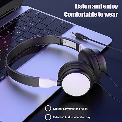 Wired Headset, 3.5mm Plug Noise Cancelling Stereo Gaming Headphones for Computer Telephone (White)