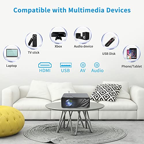 Portable 4K 5G WiFi Projector Native 1080P Bluetooth Projector with Android 9.0 OS 40% Zoom 4D/4P Keystone Correction,Home Cinema Smart Movie Projector Compatible with Smartphone Tablet PC TV Stick