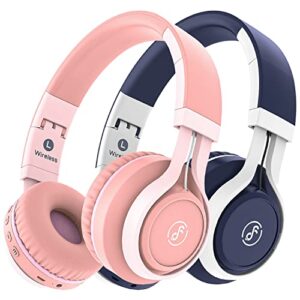 Kids Bluetooth Headphones- Kids Headphones Wireless of 22H Playtime with Mic, Steoro Sound, Bluetooth 5.0, Foldable, Rechargable On-Ear Kids Headsets for Children Study Tablet Airplane Travel, 2pack