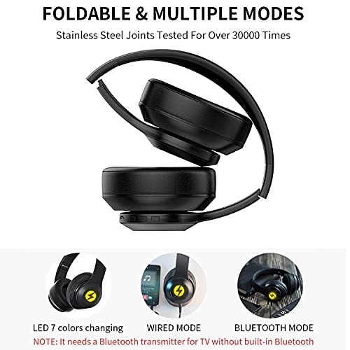 Bluetooth 5.0 Headphones,Dualpow Wireless Over Ear Gaming Homeschooling Headset 24Hrs Playtime Deep Bass Microphone for iPhone/Android/IPAD/Tablets/TV/PC & ONLY Wired for PS4/PS5,Switch,Xbox (DH)