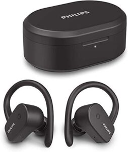 philips a5205 wireless sports earbuds, ipx7 waterproof, in-ear true wireless bluetooth 5.1 headphones, usb-c charging, detachable earhooks, up to 20 hours of playtime, taa5205bk