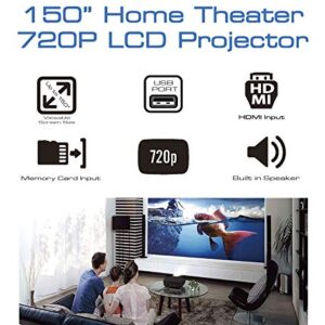 Naxa NVP-2000 150-Inch Home Theater 720p LCD Projector with Bluetooth