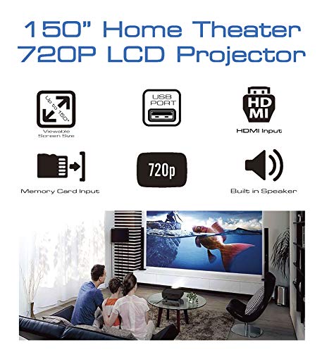 Naxa NVP-2000 150-Inch Home Theater 720p LCD Projector with Bluetooth