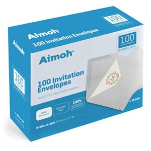100 White A2 Invitation Envelopes - 4-3/8 X 5-3/4 Inches, 24 lb, White, GUMMED Closure, 100 Envelopes - Ideal for Invitations, Greetings, RSVP, Photo, Wedding Announcement Cards (36100)