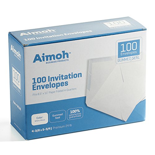 100 White A2 Invitation Envelopes - 4-3/8 X 5-3/4 Inches, 24 lb, White, GUMMED Closure, 100 Envelopes - Ideal for Invitations, Greetings, RSVP, Photo, Wedding Announcement Cards (36100)