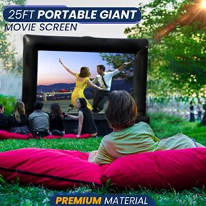 25 FT Outdoor Inflatable Projector Screen -NOZZCO- Portable Giant Movie Screen + 10x Printable Movie Ticker Templates + Lightweight & Easy to Inflate –Premium Material Made for Family Pool Party