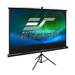 elite screens tripod series, 72-inch 16:9, indoor outdoor projector screen, 8k / 4k ultra hd 3d ready, us based company 2-year warranty, t72uwh, black – us based company 2-year warranty