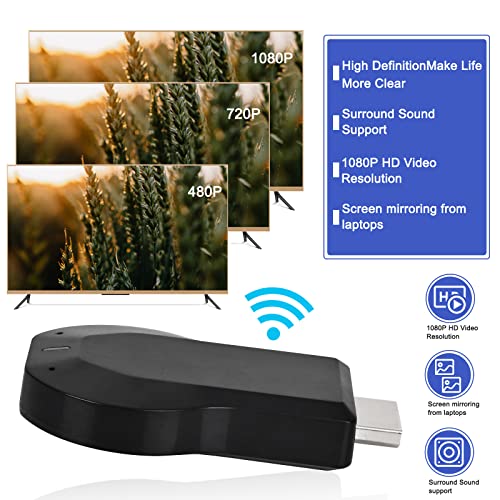 4K HDMI Wireless Display Adapter - WiFi 1080P Mobile Screen Mirroring Receiver Dongle to TV/Projector Receiver Support Windows Android Mac iOS