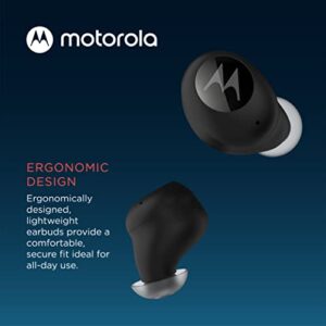 Motorola Moto Buds 150 - True Wireless Bluetooth Earbuds with Smart Touch-Control & Compact, Micro Charging Case - Ergonomic Design, IPX5 Water Resistant, Lightweight Comfort-Fit, Clear Sound - Black