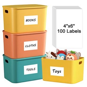 maxgear 4×6 inch removable labels 100 sheets, water/oil/tear resistants no residue for home packing box and storage bins, matte white paper sheets, permanent strong adhesive, dries quickly