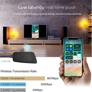 4K 1080P Wireless Display Receiver 5G/2.4G Dual Band, SmartSee WiFi HDMI Mobile Screen Cast Mirroring Adapter Dongle for iPhone Mac iOS Android to TV Projector Support Miracast Airplay DLNA