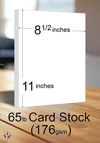 White Cardstock - Thick Paper for School, Arts and Crafts, Invitations, Stationary Printing | 65 lb Card Stock | 8.5 x 11 inch | Medium Weight Cover Stock (176 gsm) 96 Brightness | 50 Sheets Per Pack