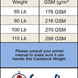 White Cardstock - Thick Paper for School, Arts and Crafts, Invitations, Stationary Printing | 65 lb Card Stock | 8.5 x 11 inch | Medium Weight Cover Stock (176 gsm) 96 Brightness | 50 Sheets Per Pack