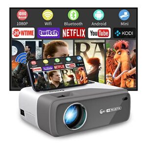 portable wifi projector 4k with bilateral bluetooth for phone,7000lm native 1080p home theater projector,smart outdoor movie projector with android 9.0/zoom/auto flip for fire stick,ps5,dvd,laptop,pc