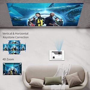 Portable WiFi Projector 4K with Bilateral Bluetooth for Phone,7000LM Native 1080P Home Theater Projector,Smart Outdoor Movie Projector with Android 9.0/Zoom/Auto Flip for Fire Stick,PS5,DVD,Laptop,PC