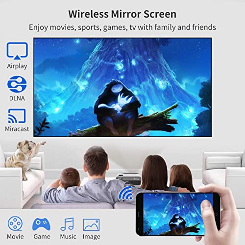 Portable WiFi Projector 4K with Bilateral Bluetooth for Phone,7000LM Native 1080P Home Theater Projector,Smart Outdoor Movie Projector with Android 9.0/Zoom/Auto Flip for Fire Stick,PS5,DVD,Laptop,PC