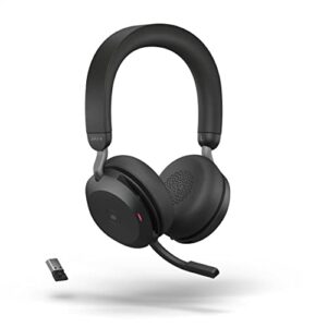 jabra evolve2 75 pc wireless headset with advanced active noise cancelling, usb-a bluetooth adapter and ms teams-compatibility – black (renewed)