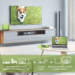 IOGEAR HDMI Wireless Video 4K HD TV Connection Kit - 4K@30Hz - Wireless 2.4/5GHz w/WPA-2 Encryption - Up to 100Ft - Mirror or Extend Mode - Win Mac OS iOS Android Chrome - GWKIT4K