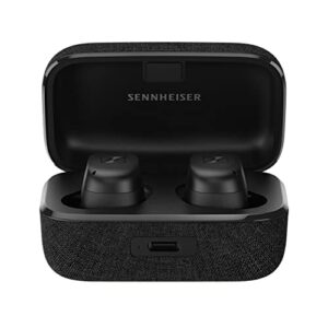 sennheiser momentum true wireless 3 earbuds -bluetooth in-ear headphones for music & calls with adaptive noise cancellation, ipx4, qi charging, 28-hour battery life,black, 509180 (renewed)