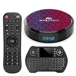 android 12.0 tv box, 4g ram 32g rom android tv box h618 with dual 2.4g/5.8g wifi, bt 5.0+ quad-core 64 bits 4k uhd h.265 ethernet lan 3d tv box with backlit keyboard set top tv box