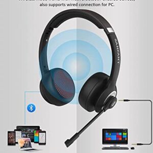 Sanfant Bluetooth Headset with Microphone, Wireless On-Ear Stereo Headphones with Flip-to-Mute Mic, Lightweight Comfort, 22H Playtime, Wired Enabled, Office Headset for Laptop/Cell Phone/Tablet