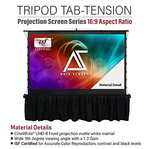 Akia Screens 92 inch Tab Tension Portable Projector Screen with Stand and Bag, 4:3 16:9 8K 4K HD, Black Retractable Projection Screen Pull Up for Outdoor Movie Home Theater Video Office, AK-PT92UH
