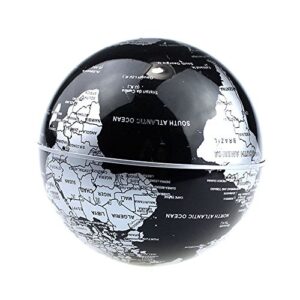 Senders Floating Globe with LED Lights C Shape Magnetic Levitation Floating Globe World Map for Desk Decoration (Black-Silver)