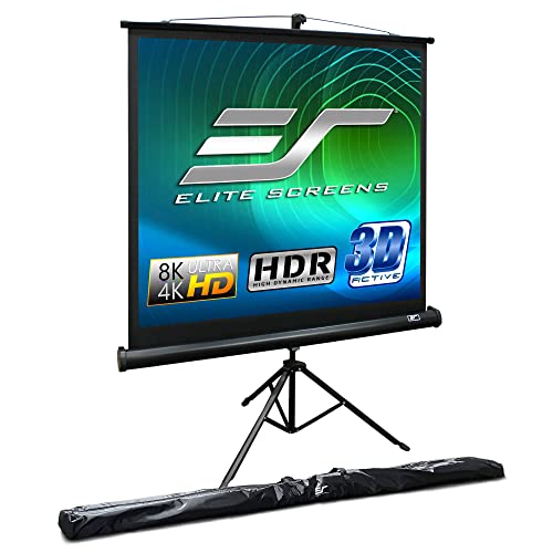 Elite Screens Tripod Series, 71-INCH 1:1, 16:9, 4:3, Adjustable Multi Aspect Ratio Portable Indoor Outdoor Projector Screen, 8K / 4K Ultra HD 3D Ready, US Based Company 2-YEAR WARRANTY, T71UWS1 - Black