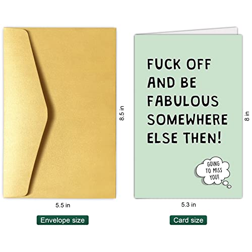 Funny Leaving Card, Retirement Leaving Card, Goodbye Card, Gift for Colleague Leaving, Fuck Off And Be Fabulous Somewhere Else Then