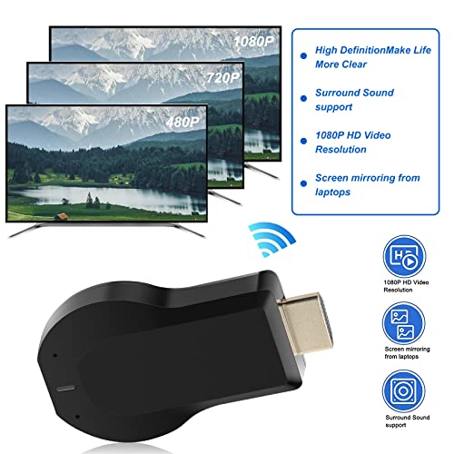 Aobeo 4K HDMI Wireless Display Adapter - WiFi 1080P Mobile Screen Mirroring Receiver Dongle to TV/Projector Receiver Support Windows Android Mac iOS, Black