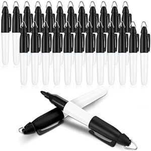 24 pieces mini permanent markers with golf keychain clips for nurses badge medium point ink pens for office school nurses supplies outdoor activities (black)
