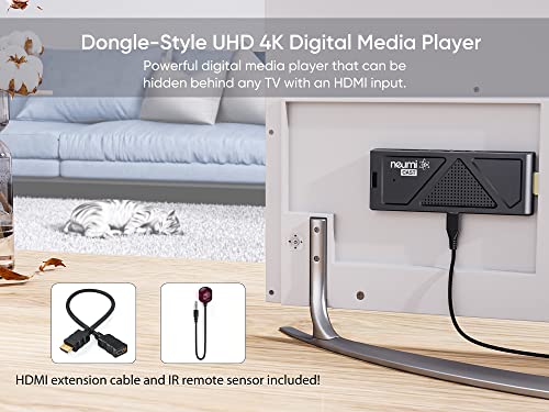 NEUMI Atom Cast 4K UHD Dongle Stick Digital Media Player, Wi-Fi Screen Mirroring Video/Photo/Music Casting and DLNA/UPnP Streaming, Reads USB Drives and Micro SD Cards, HEVC/H.265 4K/30fps, HDMI