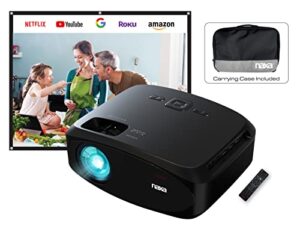 naxa electronics nvp-3002c 210″ home theater lcd projector combo with 100″ portable screen, remote, and case, gaming consoles, bluetooth, hdmi x 2, usb 2.0, microsd support, black