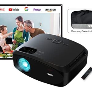 Naxa Electronics NVP-3002C 210″ Home Theater LCD Projector Combo with 100" Portable Screen, Remote, and Case, Gaming Consoles, Bluetooth, HDMI x 2, USB 2.0, MicroSD Support, Black