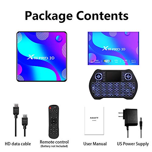 Android TV Box 11, RK3318 USB 3.0 Ultra HD 4K HDR 4GB RAM 64GB ROM 2.4G 5.8G Dual Band WiFi with BT 4.1 WiFi 100M Ethernet with Backlit Mini Keyboard Set Top TV Box