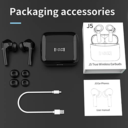 Wireless Earbuds Bluetooth Headphones with Mic, 60H Playback and LED Display, Wireless Charging Case and Noise Cancelling Earphones, IPX5 Waterproof Headset for Android iOS Music,Gym,Sports