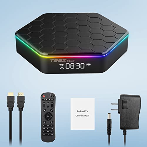 Android TV Box, T95Z Plus Android 12.0 TV Box Allwinner H618 Quadcore 2GB RAM 16GB ROM Support 6K 3D 1080P 2.4/5.0GHz WiFi BT5.0 10/100M Ethernet HDMI 2.0 H.265 Smart TV Box