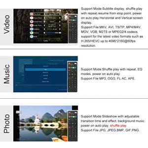 4K@60hz MP4 Media Player Support 8TB HDD/ 256G USB Drive/SD Card with HDMI/AV Out for HDTV/PPT MKV AVI MP4 H.265-Support Advertising Subtitles/Timing, Networkable, Mouse&Keyboard Control