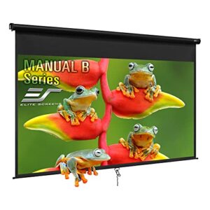 elite screens manual b, 120-inch, 16:10 aspect ratio, manual pull down projector screen 4k / 8k ultra hdr 3d ready with auto-lock mechanism, 2-year warranty, m120x