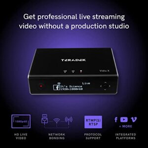 Teradek Vidiu X Ultra-Slim HD Live Streaming Encoder, Stream Live 1080p Video on Facebook, YouTube and More with Network Bonding and H.264 Compression, HDMI, RTMP(S), USB-C Power Input