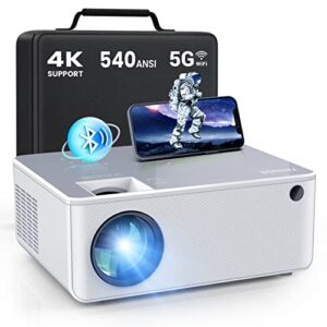fangor 5g wifi bluetooth projector – 540 ansi native 1080p hd outdoor movie projector 4k support, portable home theater video projector with zoom & hifi speaker, compatible with tv stick/phone/pc/usb