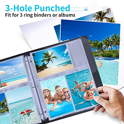 Fabmaker 30 Pack Photo Sleeves for 3 Ring Binder - (4x6, for 180 Photos), Archival Photo Page Protectors 4x6, Clear Plastic Photo Album Refill Pages Photo Pockets, Postcard Sleeves, Acid-Free