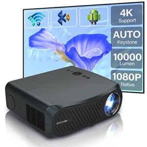 native 1080p 5g wifi bluetooth projector,10000l wireless outdoor movie projector 4k cinema, smart home theater android projector with 15w speaker & auto keystone for ios/android phone/tv stick/ps5/dvd
