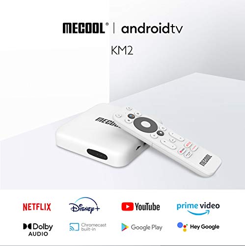 MECOOL KM2 Android TV Netflix 4K with Google Assistant Build in 4K HDR Streaming Media Player Google Certified Free HDMI Cable