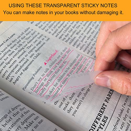 400 Sheets Kaseamu Transparent Sticky Notes 3x3 Inch, 8 Packs of Clear Sticky Notes, Waterproof Translucent Sticky Notes, Aesthetic Sticky Notes for Annotation Supplies, Office & School Supplies